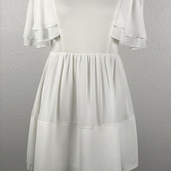 Zara Cold Shoulder Tiered Pleated Fit Flare Dress - Picture 5 of 12